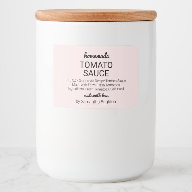 Rótulo Para Comida Molho Caseiro de Tomate Cor-de-Rosa (Frente)