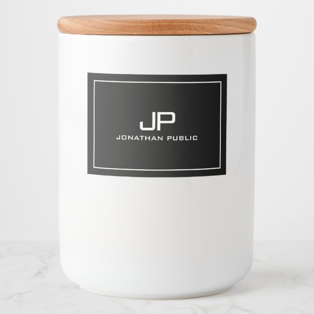 Rótulo Para Comida Monograma de Modelo simples e elegante para Elegan (Frente)