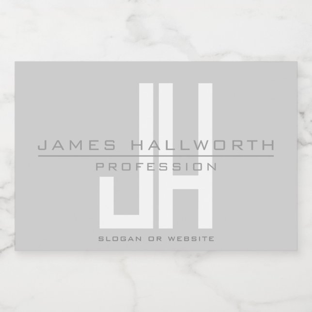 Rótulo Para Comida Monograma de Negócios com Estilo Moderno | Cinza (Rótulo Único)