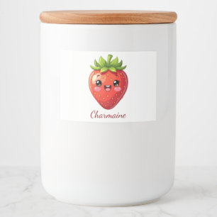Rótulo Para Comida Monograma morango kawaii fofo