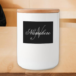 Rótulo Para Comida Monograma Personalizado Único de Nomes Preto e Bra