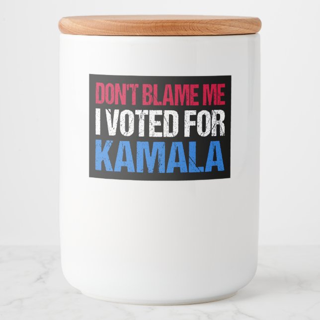 Rótulo Para Comida Não me culpes, votei em Kamala (Frente)