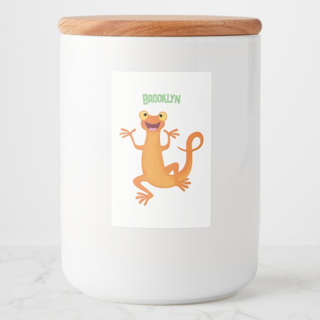Rótulo Para Comida Nata-dançarina de laranja feliz e giro (Frente)
