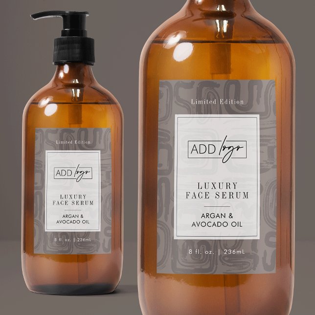 Rótulo Para Comida Neutral Beige Taupe Boho Waterproof Product Label (elegant abstract pattern cosmo bottle waterproof label with your logo and customizable colors)