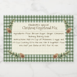 Rótulo Para Comida Noite de Natal caseiro Mix Gingham Pine Cones