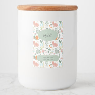 Rótulo Para Comida Nome do padrão floral e texto personalizado