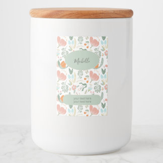 Rótulo Para Comida nome do padrão floral e texto personalizado