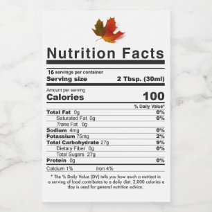 Rótulo Para Comida NOVA Nutrição Pré-Calculada de Folha de Xarope