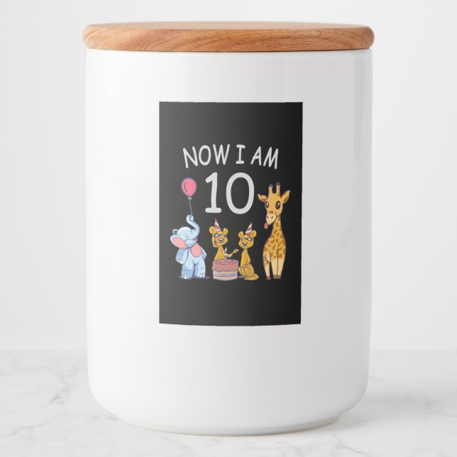 Rótulo Para Comida Now I am 10 years old 10th Birthday at the Zoo (Frente)
