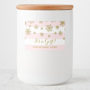 Rótulo Para Comida O rosa Dourado da neve listra o chá de fraldas do