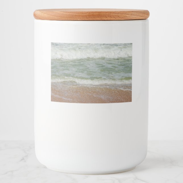 Rótulo Para Comida Ondas na Praia Imagem Tropical (Frente)