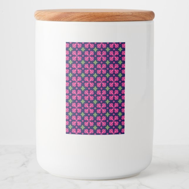 Rótulo Para Comida Padrão abstrato de pétalas florais rosa geométrica (Frente)
