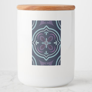 Rótulo Para Comida padrão de azulejos florais azulados