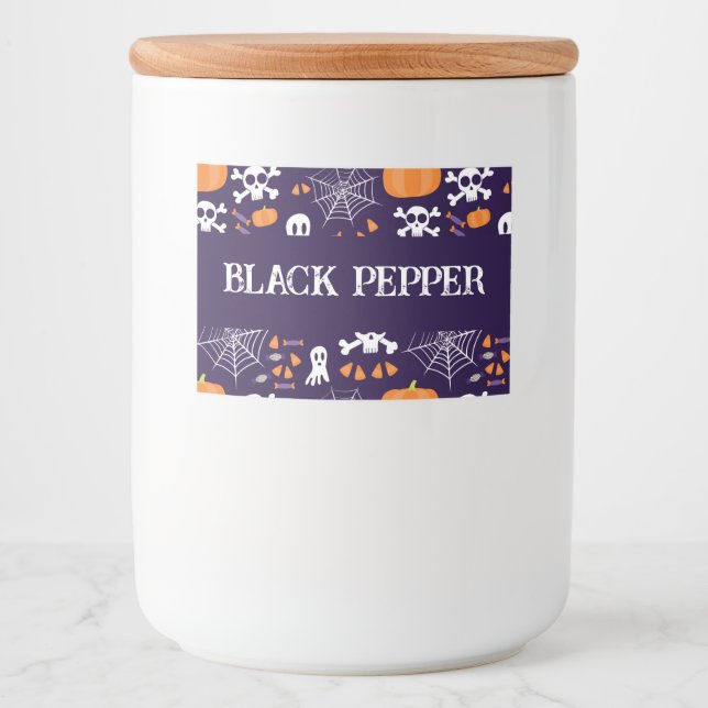 Rótulo Para Comida Padrão de Halloween divertido (Frente)