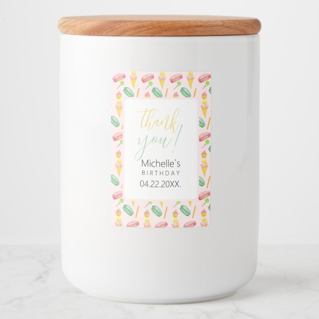 Rótulo Para Comida Padrão de Ilustração de Aquarela de Festa de Verão (Frente)