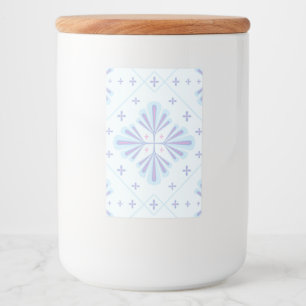 Rótulo Para Comida Padrão de repetição floral geométrico azul pastel