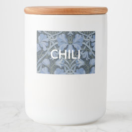 Rótulo Para Comida Padrão Floral em Aquarela Azul Elegante