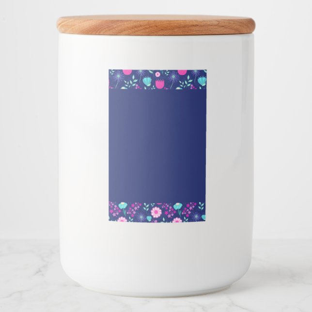 Rótulo Para Comida Padrão floral fofo de fundo (Frente)