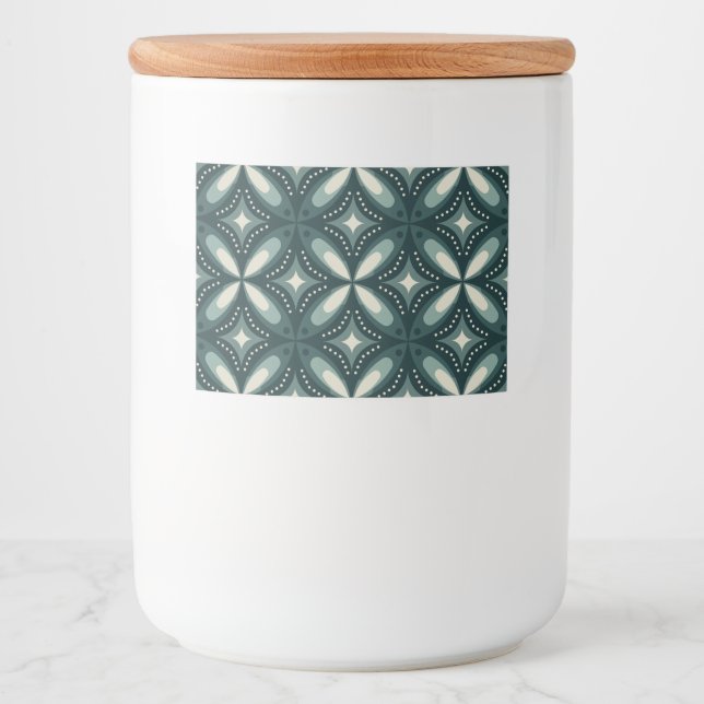 Rótulo Para Comida Padrão Geométrico Verde Retro (Frente)