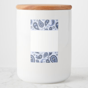 Rótulo Para Comida Padrão Paisley Azul