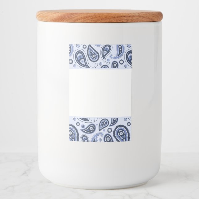 Rótulo Para Comida Padrão Paisley Azul (Frente)