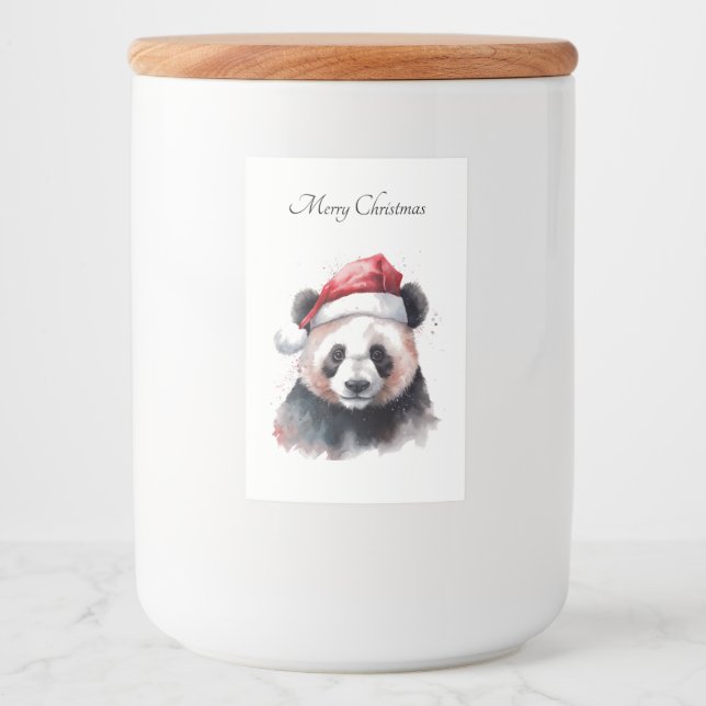 Rótulo Para Comida Panda de Natal Holly Jolly, personalizado (Frente)