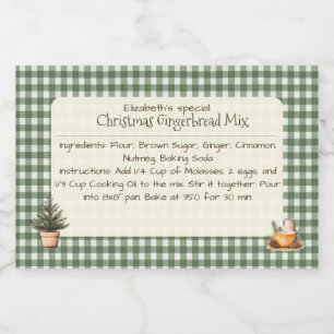 Rótulo Para Comida Pão de Natal Mix Green Gingham Labels