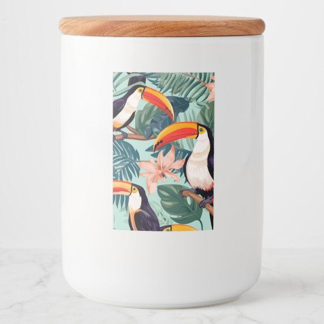 Rótulo Para Comida Papagaio Tropical Jar com Lid (Frente)