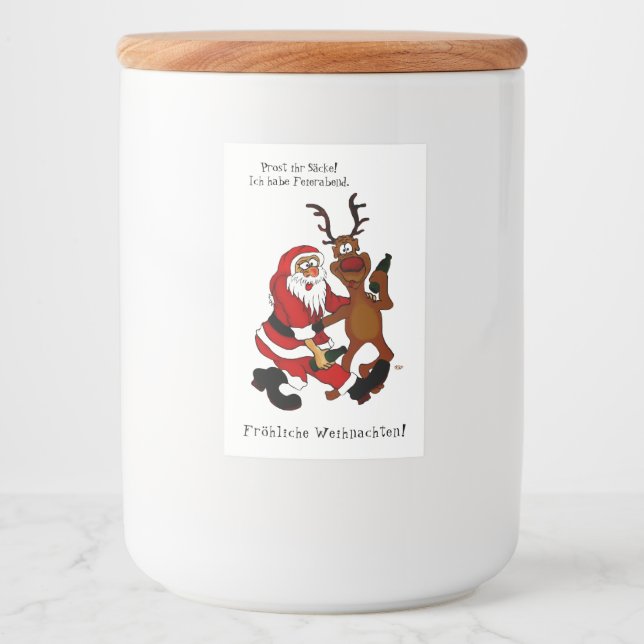 Rótulo Para Comida Papai Noel com alce - Feliz Natal (Frente)