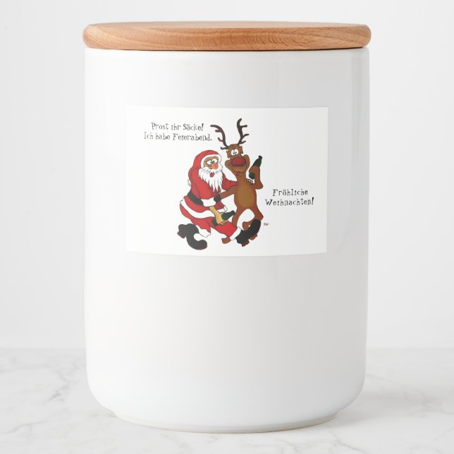 Rótulo Para Comida Papai Noel com alce - Feliz Natal (Frente)
