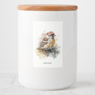 Rótulo Para Comida Pardal Aquarela Rústica, personalizado