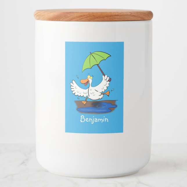 Rótulo Para Comida Pato engraçado com desenho animado de dança de gua (Frente)