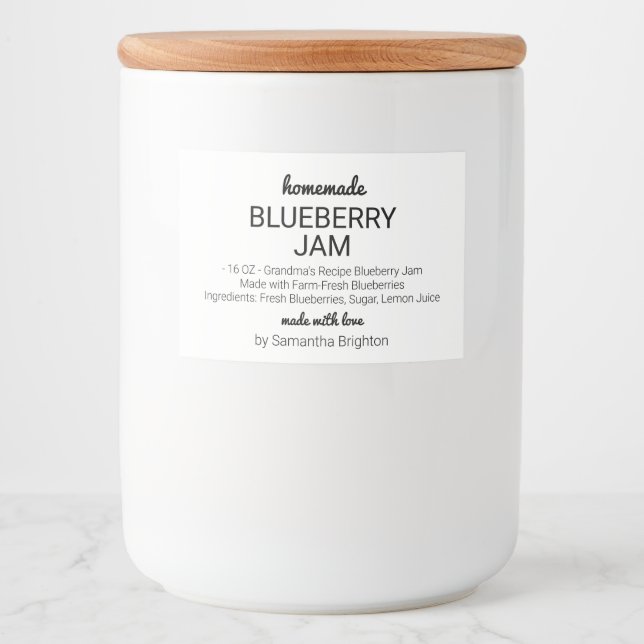 Rótulo Para Comida Pavimento Personalizado da Cozinha do Blueberry Ja (Frente)