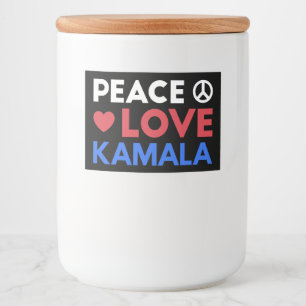 Rótulo Para Comida Paz Amor Kamala I - Kamala Harris Para Presidente