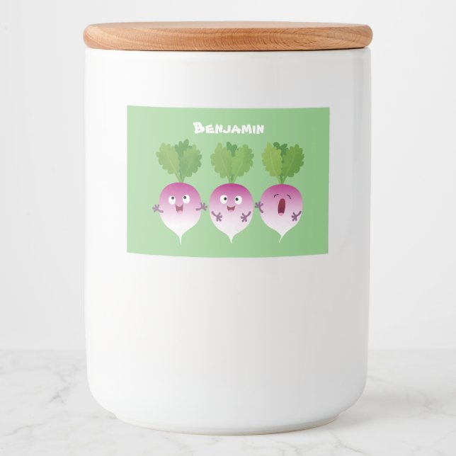 Rótulo Para Comida Pedra de desenho animada de verduras e legumes (Frente)