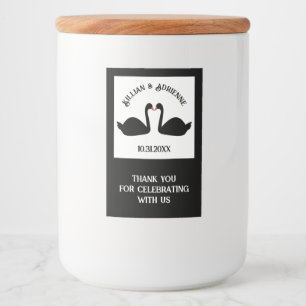 Rótulo Para Comida Personalização de Swans Negros Beijando Casamento 