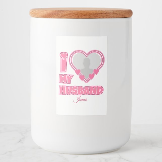Rótulo Para Comida Personalizado Eu Amo Meu Marido - Adicionar Fotogr (Frente)