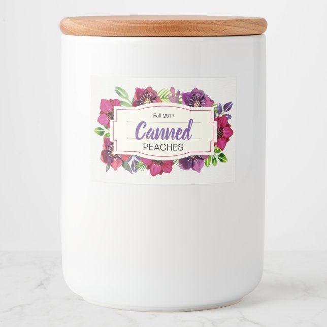 Rótulo Para Comida Pêssegos Florais Tropicais (Frente)