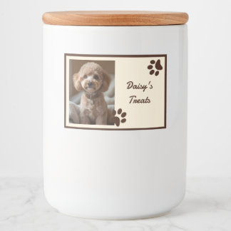 Rótulo Para Comida Petiscos para Cães Patas de Foto Bege Marrom Rústi