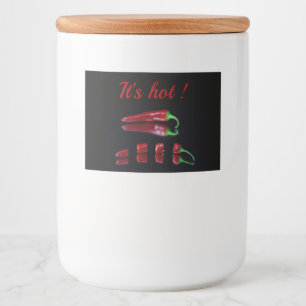 Rótulo Para Comida Pimenta vermelha quente com texto personalizável