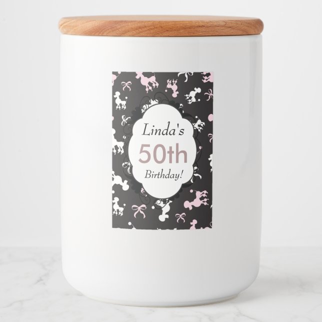 Rótulo Para Comida Poodles bonitos para o seu aniversário (Frente)