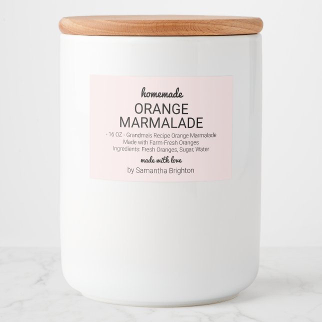 Rótulo Para Comida Pote de Conserva de Cozinha com Marmalade de Laran (Frente)