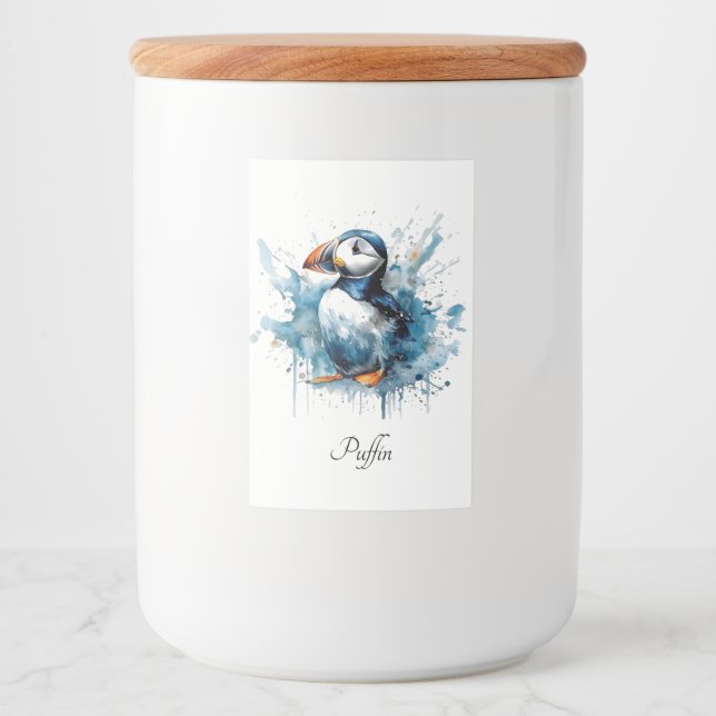 Rótulo Para Comida Puffin Splash, personalizado (Frente)