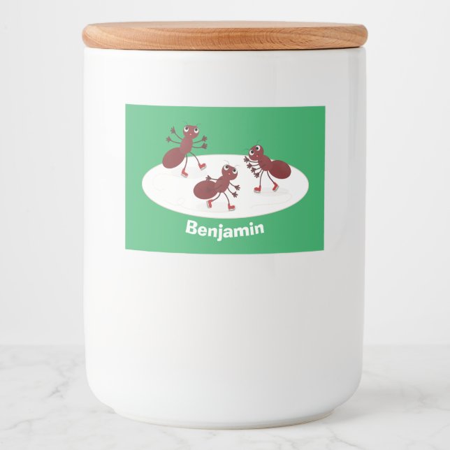 Rótulo Para Comida Quadrinhos de gelo de formigas vermelhas felizes (Frente)