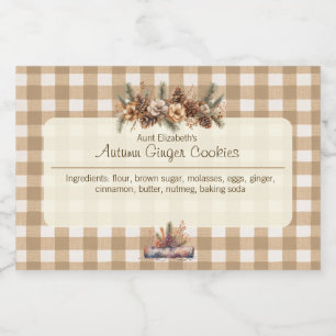 Rótulo Para Comida Queda Woodland Botânica Brown Gingham