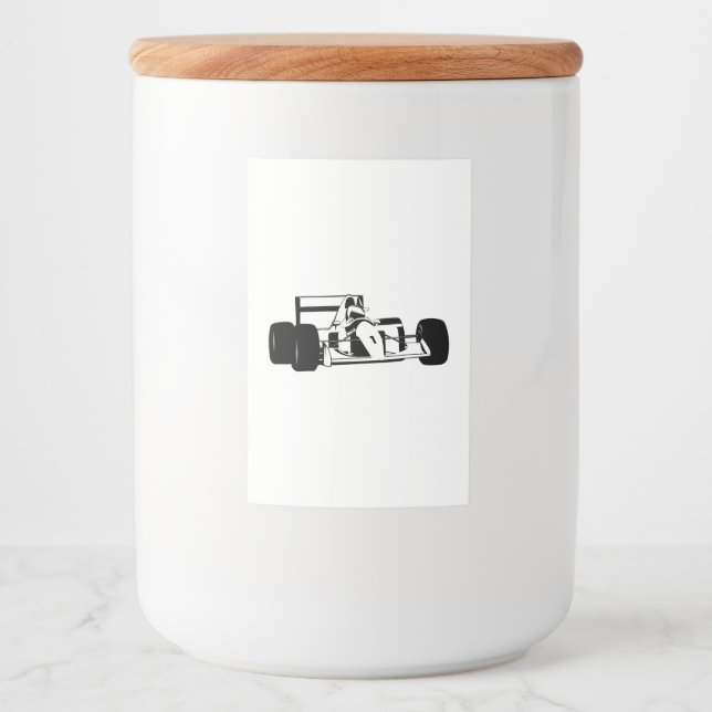Rótulo Para Comida Race Car Silhouette preto e branco (Frente)