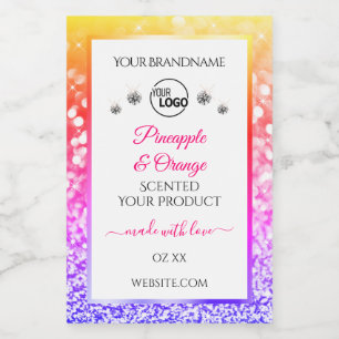 Rótulo Para Comida Rainbow Glitter White Product Labels Logotipo Diam