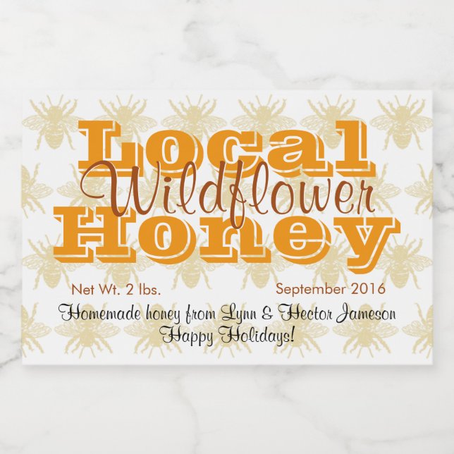 Rótulo Para Comida Rainha Bee - Padrões personalizados de mel Jar (Rótulo Único)