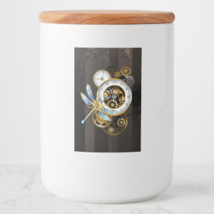 Rótulo Para Comida Relógio Steampunk com Dragonfly Mecânica
