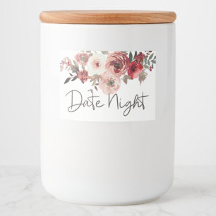 Rótulo Para Comida Rosas Florais Vermelho Rubor Noite de Encontro Jar
